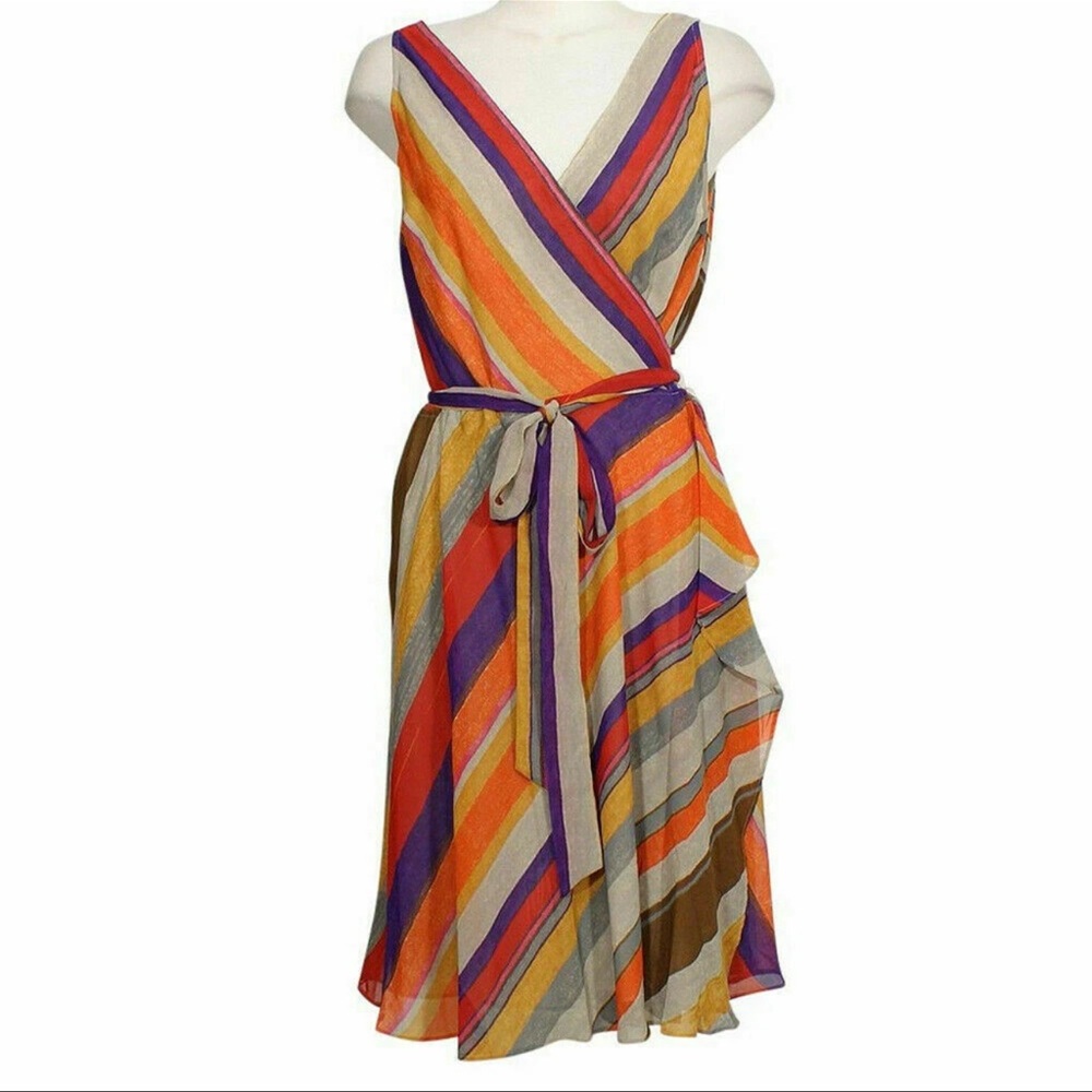 Ralph Lauren Multicolor Striped Wrap Dress
